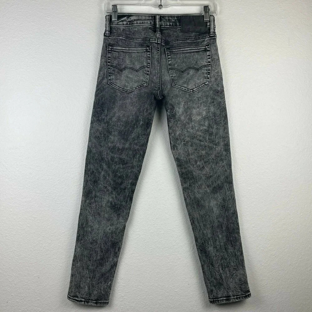 American Eagle Next Level Flex Jeans Mens 26 x 28 Distressed Acid Washed Black - Picture 2 of 10